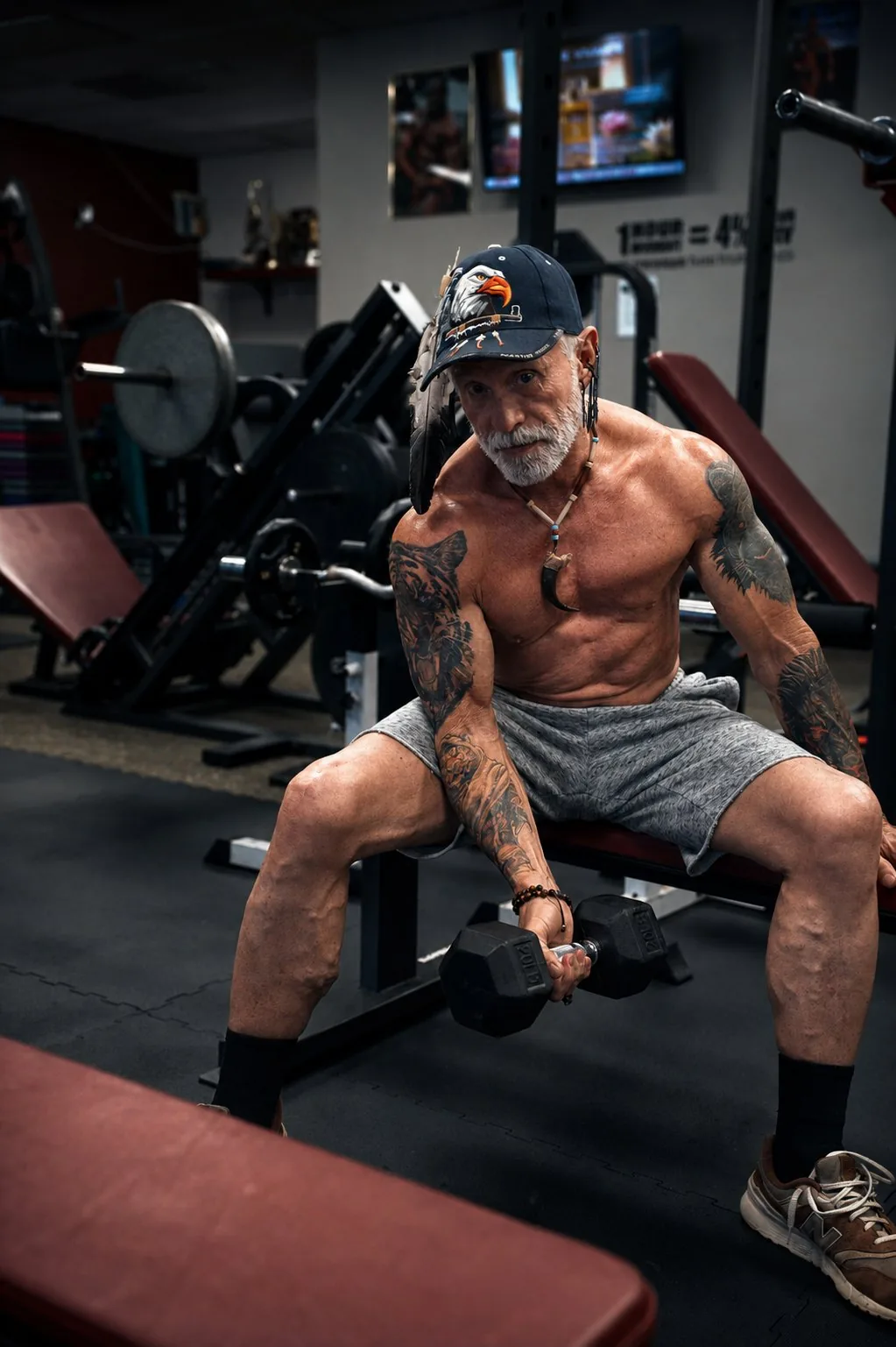A fit member over 50 training with dumbbells at TNT